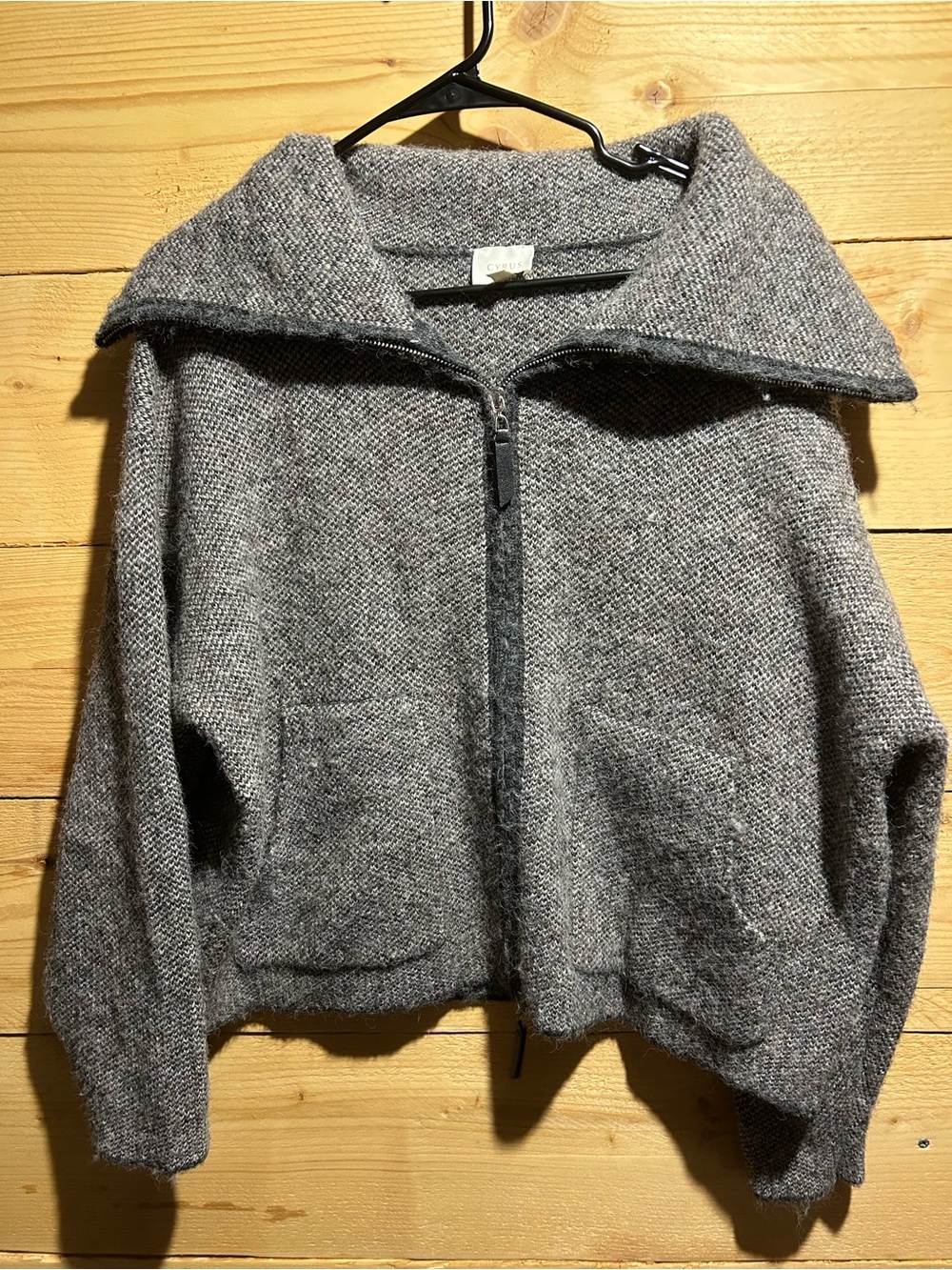 Cyrus Gray Zip-Front Bomber Jacket